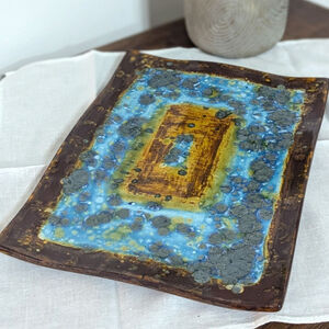 Wabi-Sabi Inspired Studio Pottery Platter Handmade Sculptural Ceramic Art  11x8